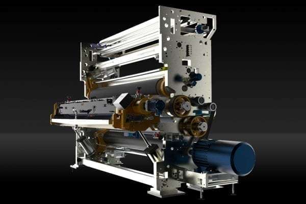 3D rendering of a Double Embosser Laminator Helio by Maflex