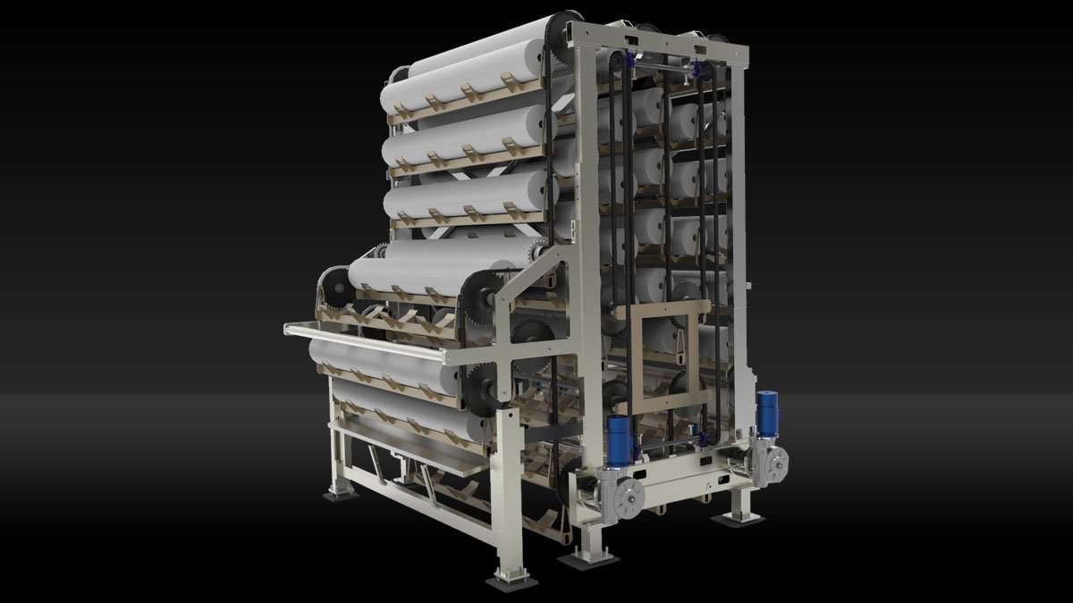 3D rendering of LA 40 Log Accumulator by Maflex.
